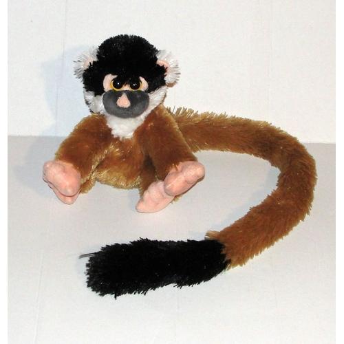 Doudou Singe Lemurien Brun Noir - Peluche Ouistiti Nature Planet