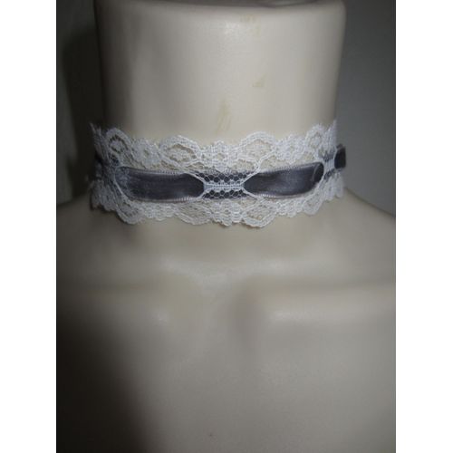 Collier Ras Cou Blanc Et Gris