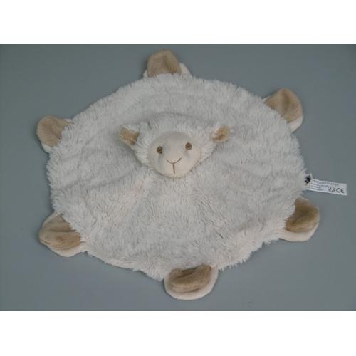 Doudou Mouton Plat Rond Beige Écru Bouchara