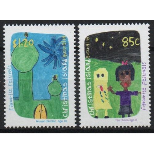 Ile Christmas ( Australie ) Timbres Dessins D' Enfants 1999