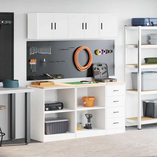 vidaXL Armoires de garage 6 pcs blanc bois d'ingénierie