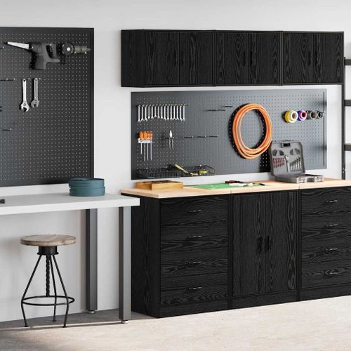 vidaXL Armoires de garage 2 pcs noir bois d'ingénierie