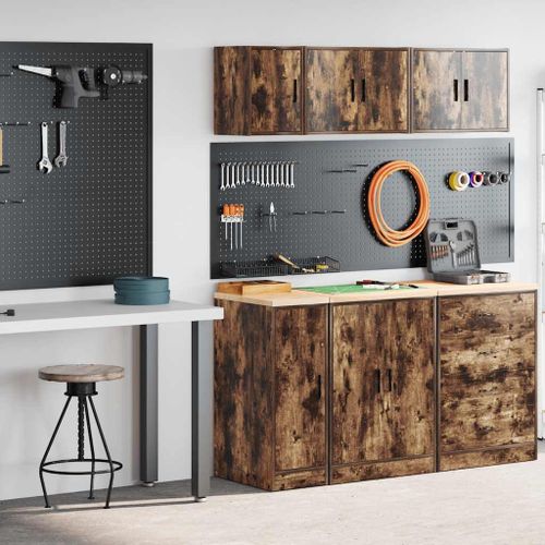 vidaXL Armoires de garage 2 pcs chêne fumé bois d'ingénierie
