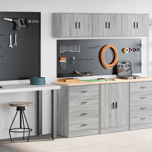 vidaXL Armoires de garage 2 pcs sonoma gris bois d'ingénierie