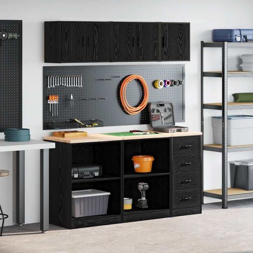 vidaXL Armoires de garage 6 pcs noir bois d'ingénierie