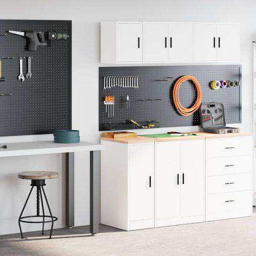 vidaXL Armoires de garage 2 pcs blanc bois d'ingénierie