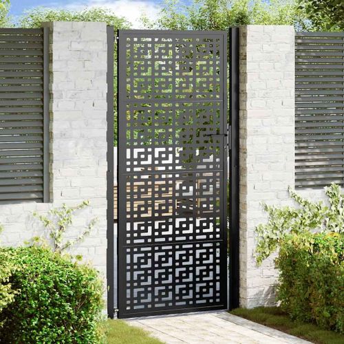 vidaXL Portail de jardin noir 105x205 cm acier conception croisée