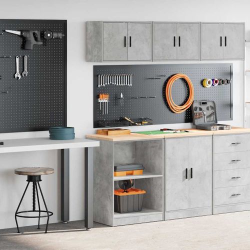 vidaXL Armoires de garage 2 pcs gris béton bois d'ingénierie