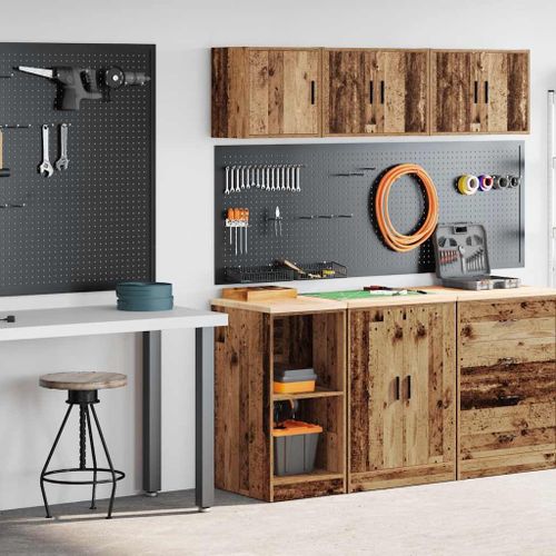vidaXL Armoires de garage 2 pcs vieux bois bois d'ingénierie