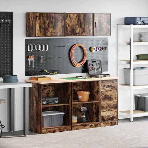 vidaXL Armoires de garage 6 pcs chêne fumé bois d'ingénierie