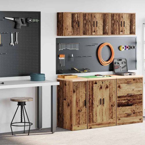 vidaXL Armoires de garage 2 pcs vieux bois bois d'ingénierie