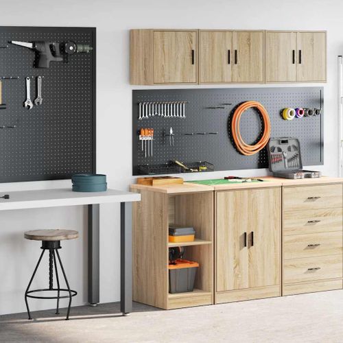 vidaXL Armoires de garage 2 pcs chêne sonoma bois d'ingénierie