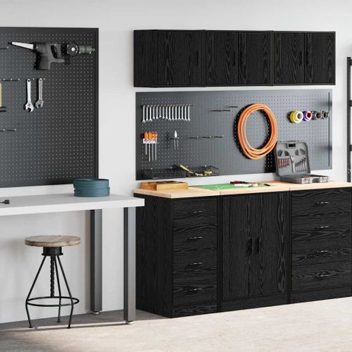 vidaXL Armoires de garage 2 pcs noir bois d'ingénierie