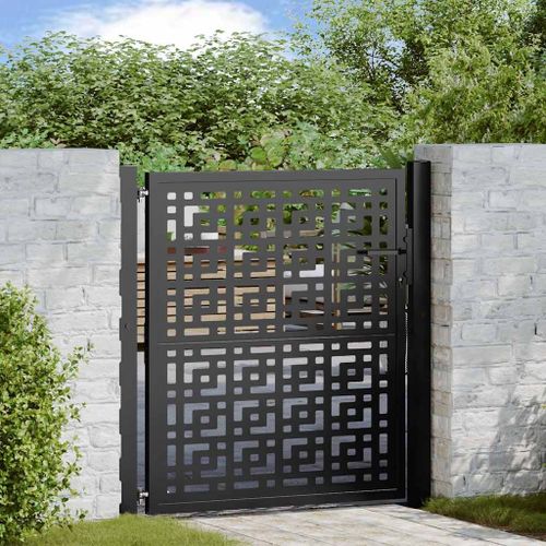 vidaXL Portail de jardin noir 105x106 cm acier conception croisée