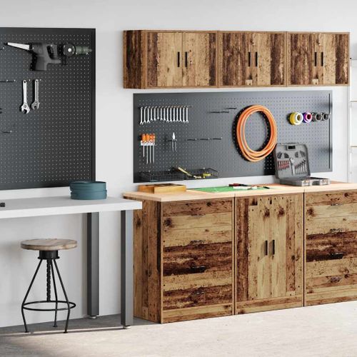 vidaXL Armoires de garage 2 pcs vieux bois bois d'ingénierie