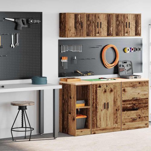 vidaXL Armoires de garage 2 pcs vieux bois bois d'ingénierie