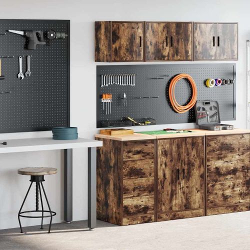 vidaXL Armoires de garage 2 pcs chêne fumé bois d'ingénierie