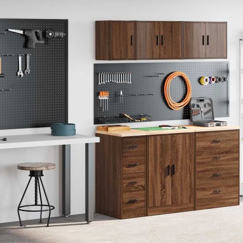 vidaXL Armoires de garage 2 pcs chêne marron bois d'ingénierie