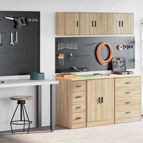 vidaXL Armoires de garage 2 pcs chêne sonoma bois d'ingénierie
