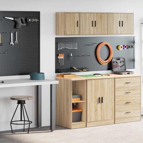 vidaXL Armoires de garage 2 pcs chêne sonoma bois d'ingénierie
