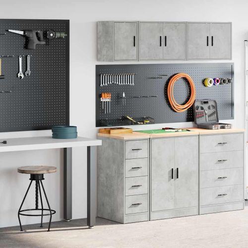 vidaXL Armoires de garage 2 pcs gris béton bois d'ingénierie