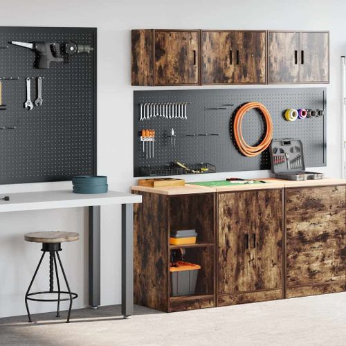 vidaXL Armoires de garage 2 pcs chêne fumé bois d'ingénierie