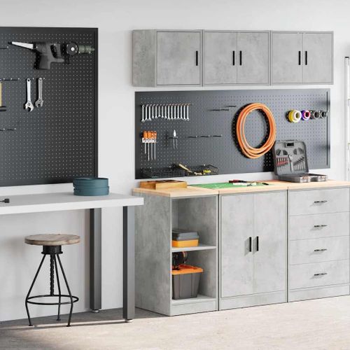 vidaXL Armoires de garage 2 pcs gris béton bois d'ingénierie