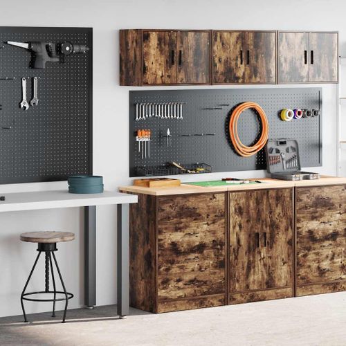 vidaXL Armoires de garage 2 pcs chêne fumé bois d'ingénierie