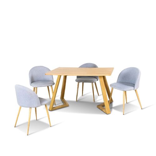 Ensemble Table Ã  Manger Rectangulaire Et 4 Chaises Scandinaves Bois En Bois - Trevirossi