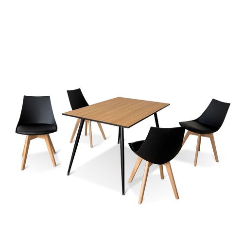 Ensemble Table Ã  Manger Rectangulaire Et 4 Chaises Scandinaves Bois En Bois - Noraprague