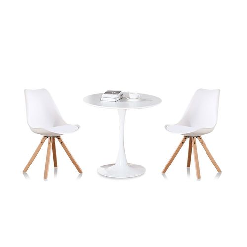 Ensemble Table Ã  Manger Ronde Et 2 Chaises Scandinaves Blanche En Bois - Abrezzohelsinki