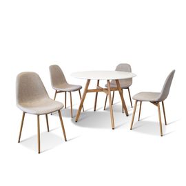 Ensemble Table Ã  Manger Ronde Et 4 Chaises Scandinaves Blanche En Bois - Umbriaela