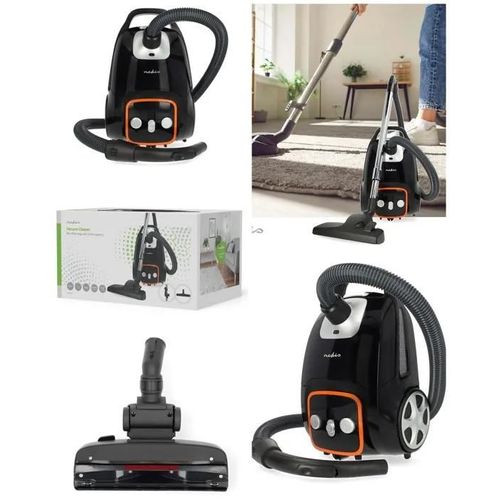 Aspirateur Traineau avec sac 700W Design Capacité 3L Combi Brosse Rayon ACTION 9m Filtre à air HEPA NOIR