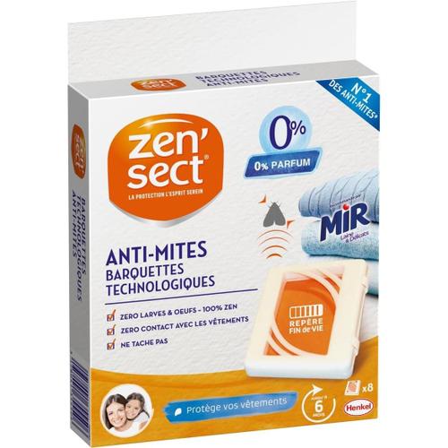 Zensect Pack 8 Barquettes Anti-Mites Textiles Sans Parfum ¿ Protection larves et ?ufs