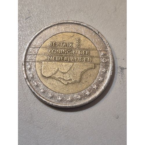 Pièce Rare 2 Euros Beatrix Koningin Der Nederlanden De 2001. Valeur Pour Collectionneur Entre 900 Et 1500 Euros