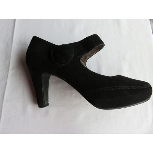 Chaussures À Talon Et Lanière - Daim Noir - T. 37