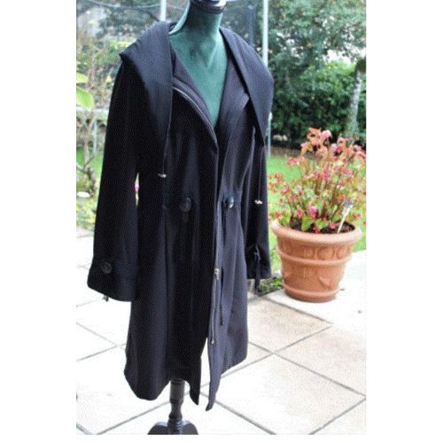 Manteau Léger Neuf Noir Et Dieu Créa La Femme Avec Capuche Et Jolies Fantaisies.Taille Étiquetèe:40.