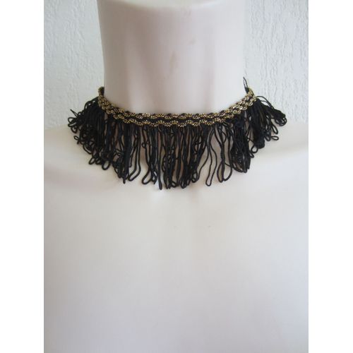 Collier Ras Cou Noir Style Années Folles