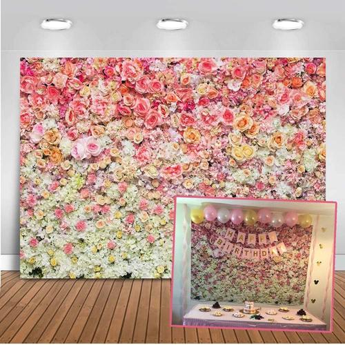 Mur de fleurs toile de fond 7x5 pieds Saint-Valentin cérémonie de mariage photo décors fond transparent photographie fond