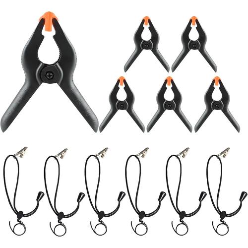 6 Pcs Pince Fond Photo + 6 Pcs Pince de Serrage Backdrop Clamp Clip, Pince à Ressort pour Support de Fond, Video Photographie, Toile, Création et Utilisation à Domicile