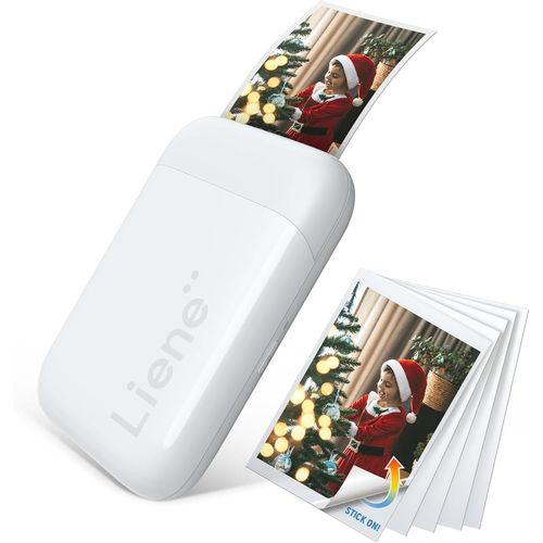 2X3""Mini Imprimante Photo Portable,Avec 5 Zink Papiers Adhésifs,Bluetooth 5.0,Compatible Avec Ios/Android,Petite Imprimante Photo Pour Iphone-Blanc