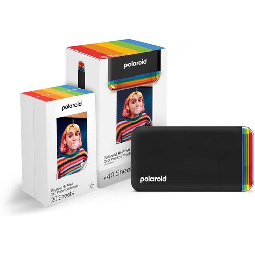Bundle Hi-Print+Papier-2Nd Generation-Imprimante Portable 2X3 Connectée Bluetooth,Imprimante À Sublimation-Noir