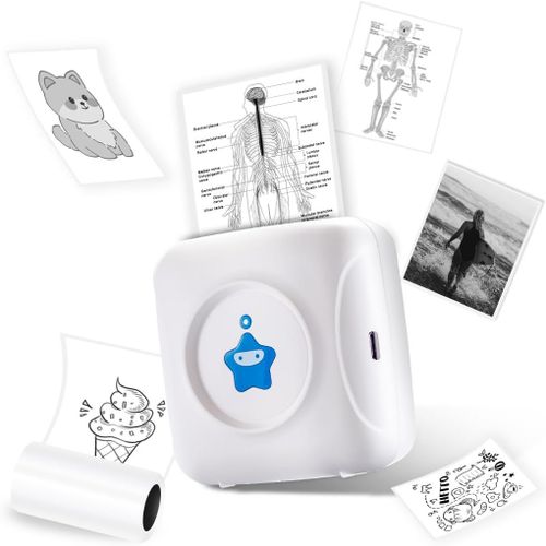Mini Imprimante Tp2-Y-Mini Imprimante Photo Compatible Avec Android Et Ios-Imprimante Thermique Portable Pour Iphone,Travail,Liste,Notes,Journal,Photos,Bricolage,Voyage