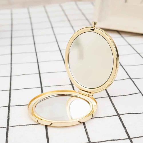 Ins-Miroir De Maquillage Double Face En Acier Inoxydable,Portable,Simple,Accessoire De Beauté - Type Or 