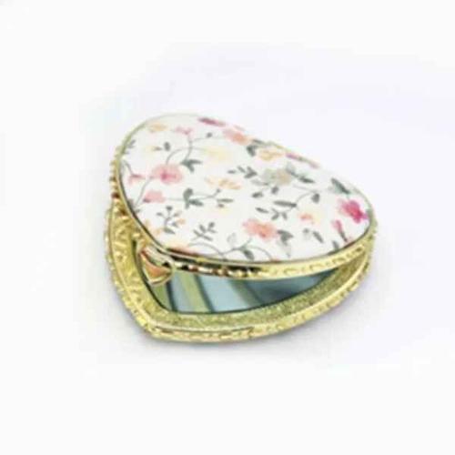 Mini Miroir De Maquillage Floral De Poche Pour Femme,Compact,Portable,Pliable Sur Les Deux Côtés,Cosmétique Vintage,Cadeau - Type Love-White #A 