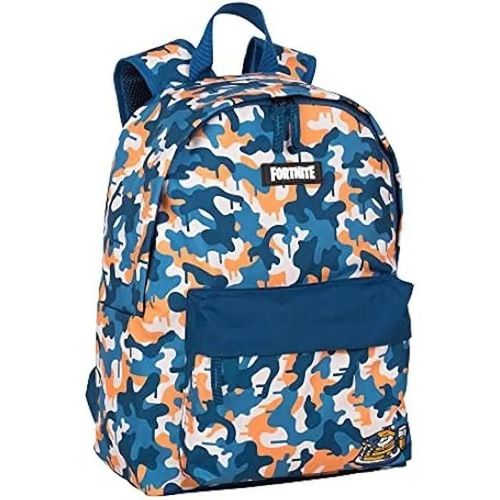 Sac à dos école américain Fortnite Blue Camo - poche principale et poche avant - compartiment pour ordinateur et intérieur doublé -