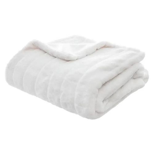 Plaid - Atmosphera - Manoir - Fausse Fourrure - 120x160 Cm - Blanc