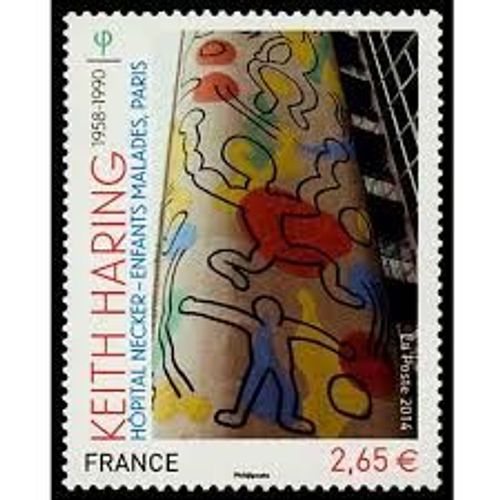 Art : Détail De La Fresque Extérieure De L'hôpital Necker Oeuvre De Keith Haring Année 2014 N° 4901 Yvert Et Tellier Luxe