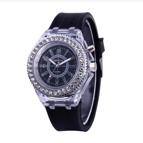 Montre - Geneva - Lumineuse - Quartz - Bracelet Silicone Souple - Résistante À L'eau