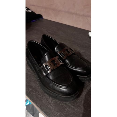 Mocassin Boucle Argenté Noire  - 39